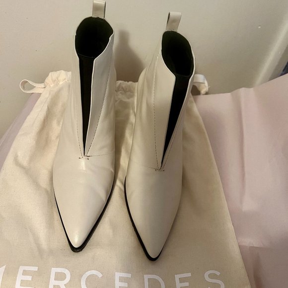 Mercedes Castillo Kasuri Pointy Toe Booties Ankle Boots Ivory Size 6 / 36 - Picture 5 of 8